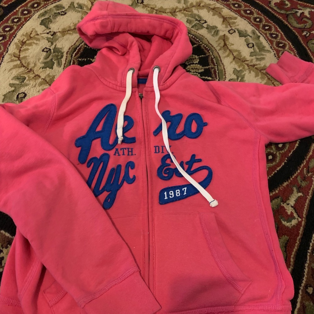 Pink zip up Aeropostale hoodie